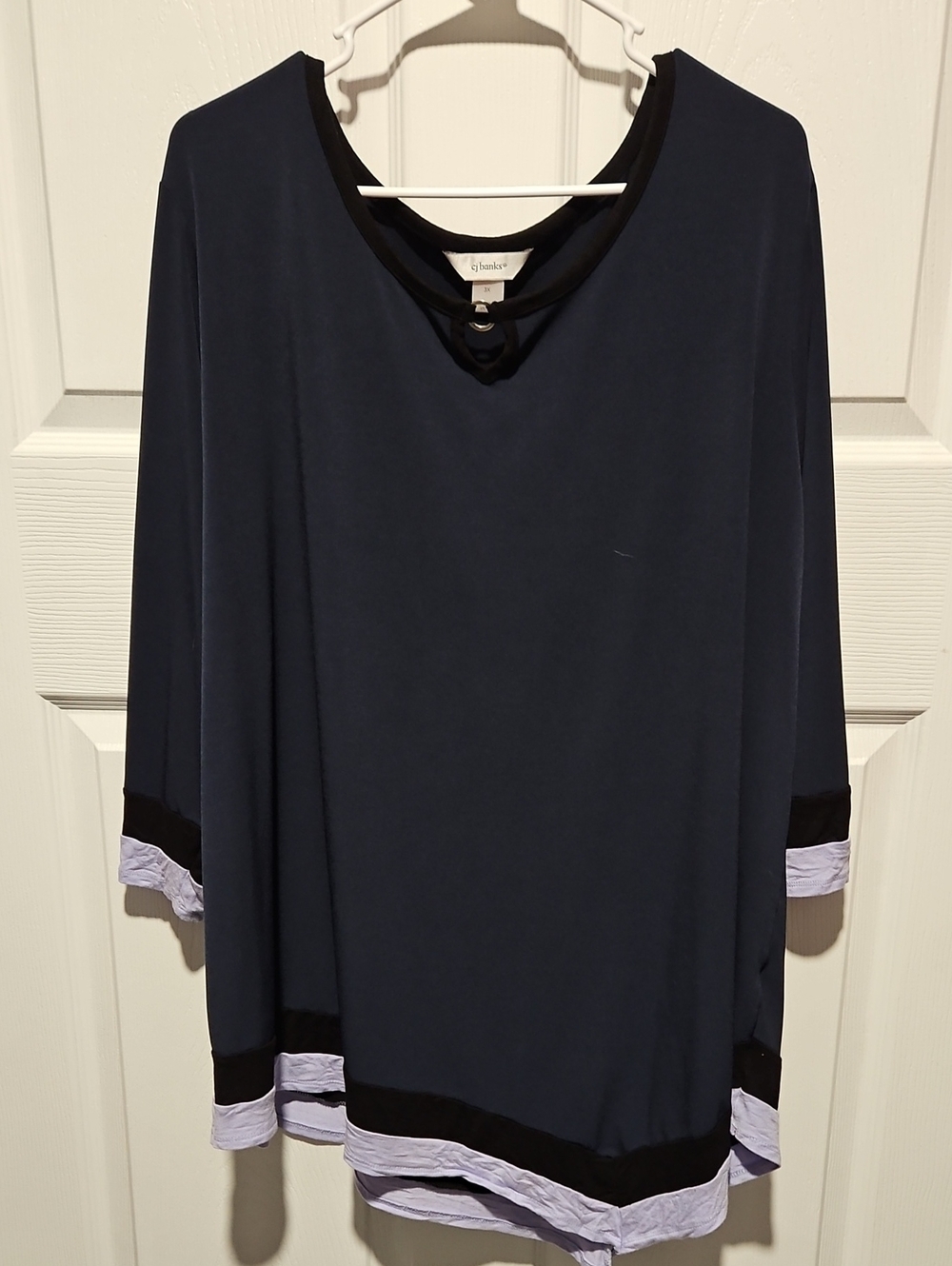 C J Banks Navy Tunic with Black and Lavender Trim